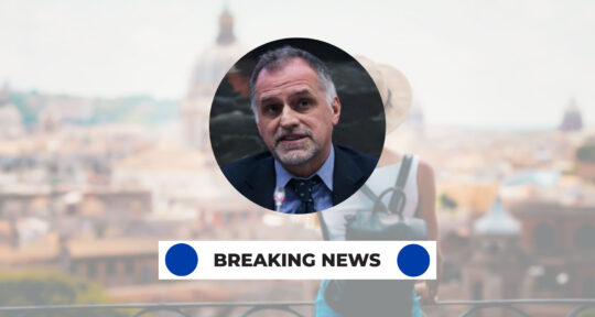 Foto di Garavaglia con scritta breaking news.