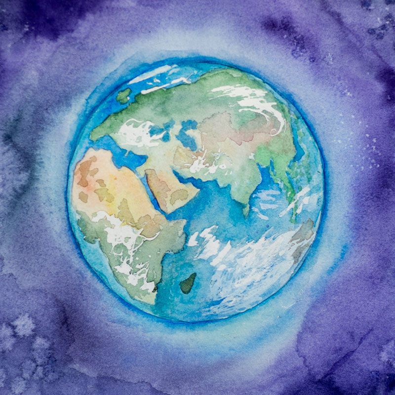 SeinFamily-Life-2 Disegno del pianeta terra stilizzato.