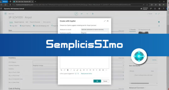 Utilizzare l’intelligenza artificiale di Copilot in Business Central? È SemplicisSImo